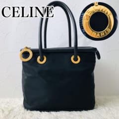 極美品✨セリーヌ バニティ サークル金具 ゴールドレザー ナイロン ブラックのサムネイル
