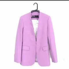 ZARA ノーカラージャケット パープルのサムネイル