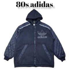 80s 　ビッグロゴ刺繍　キルティングジャケット　古着　アディダス 80s adidas ビッグロゴ刺繍 キルティングジャケット 古着 アディダス