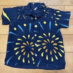 Aloha Blossom アロハブロッサム　アロハシャツ ネイビー キッズ80のサムネイル