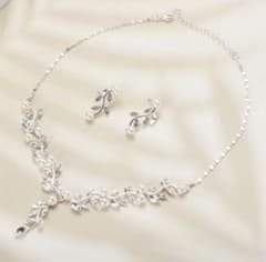 ブライダルアクセサリー ネックレス ピアス セット リーフ パールのサムネイル