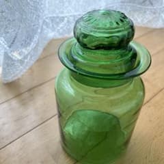 ガラス瓶 ガラスポット 保存瓶 昭和レトロ グリーン - メルカリ