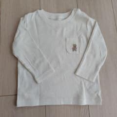 UNIQLO BABY 長袖Tシャツ クマ刺繍 ホワイト 90のサムネイル
