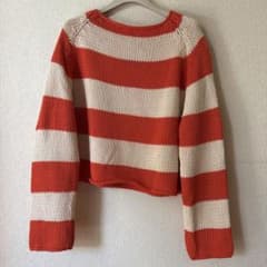 apuntob オレンジ×クリームボーダーサマーニット apuntob オレンジ×クリームボーダーサマーニット - メルカリ