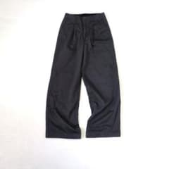 【MUJI】Long-length pleated wide-leg pants 'S' Charcoal gray Straight