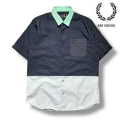 RAF SIMONS × FRED PERRY 切替デザイン 半袖シャツ