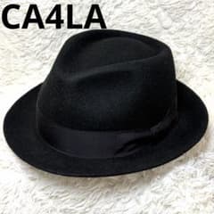 カシラ 中折れ フェルト ウールハット メンズ 黒 革にダメージ　ブラック