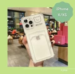 ‼️ラスト1点‼️くま　iPhone11 ケース　カード収納　韓国　クリア　おしゃれのサムネイル