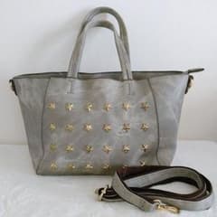 美品】ジミーチュウ風 JimmyChoo グレー 星型スタッズ ハンドバッグ