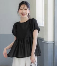 ブラックペプラムトップス 半袖のサムネイル