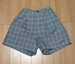 チェック柄 キュロット ショートパンツ グレーのサムネイル