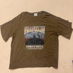 ヴィンテージ風プリント Tシャツ カーキ Lのサムネイル