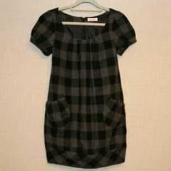 【ププさん専用】byebye♥チェック柄コクーンワンピース【送料込】のサムネイル