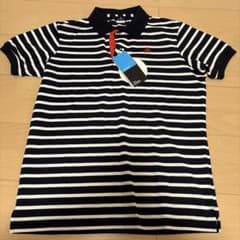 新品・未使用】マンシングウェア ポロシャツ ストライプ ネイビー M 