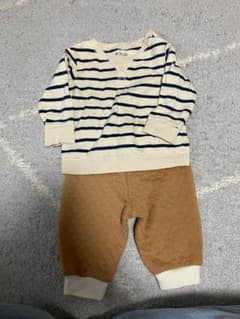 ストライプ柄トップスとキルティングパンツセット 70cmのサムネイル