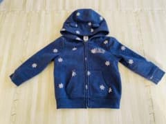 【Baby GAP】裏起毛　クマ耳フード付き　花柄パーカー【90】のサムネイル