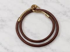 HERMES エルメス ジャンボ レザー ブレスレット ブラウン ゴールド金具のサムネイル