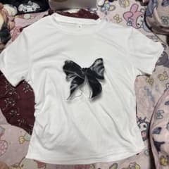 リボン柄 半袖Tシャツ ホワイト XLサイズのサムネイル