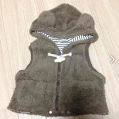 (タイム sale) 耳付き くまさん ベスト 80のサムネイル