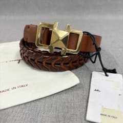 신품 Ferragamo 여성 벨트 골드 쇠장식 브라운 105