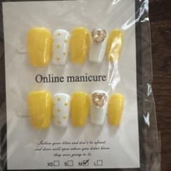 ネイルチップ イエロー ホワイト ハート Mサイズのサムネイル