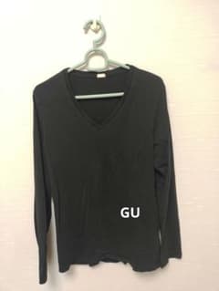 GU　ブラック Vネック 長袖 Tシャツのサムネイル