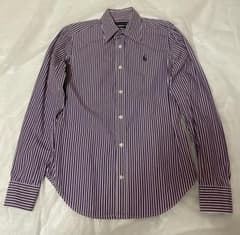 RALPH LAUREN ストライプシャツ レディース長袖 パープル サイズ4のサムネイル