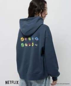 ニコアンド　ボーイフレンド　コラボ　フラワープルオーバーフーディー　パーカー　M ボーイフレンド ニコアンド コラボ フラワープルオーバーフーディー