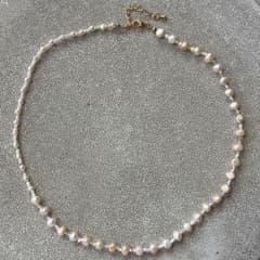 ハンドメイド 淡水パール ビーズ ネックレス ゴールド アクセサリーのサムネイル