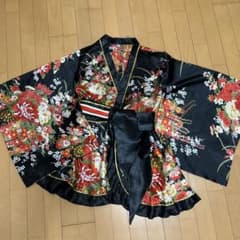 コスプレ 花柄和装衣装 黒 フリーサイズのサムネイル