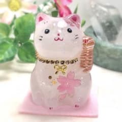 埴輪|・ᴗ・|✨ピンククラックハート️招き猫️オルゴナイト ジュエリー 招き猫 運まねきピンク招き猫 5号 縁起物 | azmanekineko