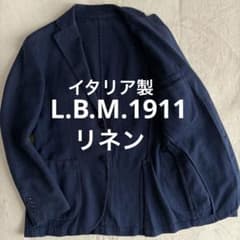 美品 エルビーエム ルビアム イタリア製 リネン アンコン ジャケット44