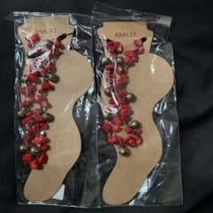 レッド系 さざれ石 アンクレット 2個セットのサムネイル