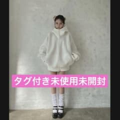 FICTION TOKYO ロゴ刺繍ボンディングフルジップフーディー Milkのサムネイル