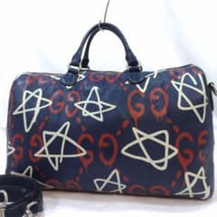 希少】グッチ ボストンバッグ 2way ショルダー レザー 大容量 ゴースト 