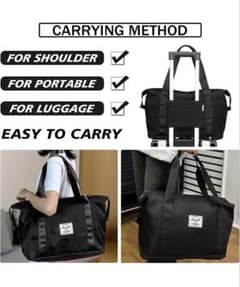 ⑧新品　大容量　拡張式ボストンバッグ 旅行用バッグ ブラックのサムネイル