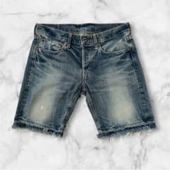 ヴィンテージ デニムハーフパンツ カットオフ ダメージ 綿 インディゴM 
