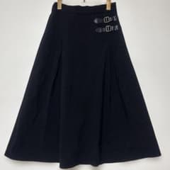 マジェスティックレゴン　ベルト付き フレアスカート ブラック ひざ丈　M