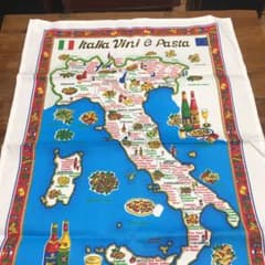 イタリア　州　地図柄　クロス　ワイン　パスタのサムネイル
