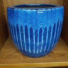 陶器 火鉢 中古 別上 感激の値下げ 中古 陶器製火鉢 深い青色の釉薬 伝統的デザイン - メルカリ