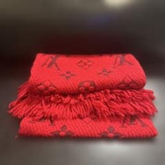 Louis Vuitton モノグラム マフラー レッド ウール シルク - メルカリ