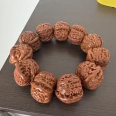 白獅子 手串 文玩核桃 ブレスレット 赤茶色 艶感抜群のサムネイル