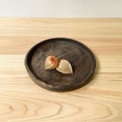 小ぶりの古い木製トレー くりぬき盆 丸盆 古道具 アンティーク 2a195