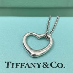 美品】ティファニー オープンハート ネックレス 22mm Mサイズ シルバー 