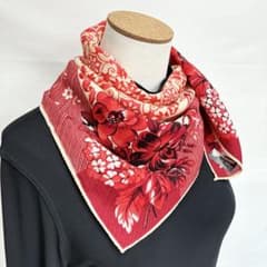 3-38.オールドmarca フラワー&レジメンタル　ヴィンテージウールスカーフ