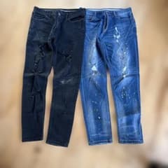 ナンバーナイン ダメージ加工スリムフィットデニムパンツ 2本セット 