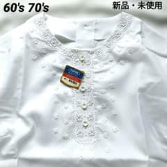 長袖 60s 70s 昭和 初秋 エレガント 刺繍 ラメ入り 小花ボタン シアー