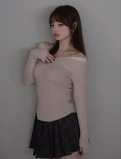 【andmary】Shannon tulle knit tops / pinkのサムネイル