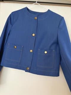 【ZARA】綺麗めノーカラー デニムジャケット ブルーのサムネイル
