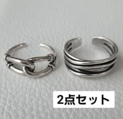 メンズ リング シルバー 2点セット S925 韓国 指輪 ヴィンテージ f3のサムネイル